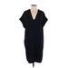 Vince. Casual Dress - Mini V Neck Short sleeves: Black Solid Dresses - Women's Size Small