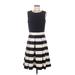 R&K Casual Dress - A-Line: Black Stripes Dresses - Women's Size 10