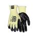 MCR Safety Cut Pro 15 Gauge Stretch Kevlar Shell Cut Resistant Work Gloves Textured Nitrile Coated Palm and Fingertips Black/Yellow Large 9693L