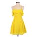 Forever 21 Casual Dress - A-Line Square Sleeveless: Yellow Print Dresses - Women's Size Small