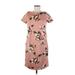 Pink Blush Casual Dress - Shift: Brown Floral Motif Dresses - Women's Size Medium