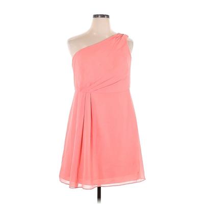 David's Bridal Cocktail Dress - Party Open Neckline Sleeveless: Pink Print Dresses - Women's Size 16