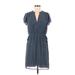 H&M Casual Dress - Wrap: Blue Polka Dots Dresses - Women's Size 10