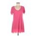 Tommy Bahama Casual Dress - A-Line Scoop Neck Short sleeves: Pink Print Dresses - Women's Size 8