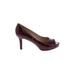 Via Spiga Heels: Pumps Stiletto Minimalist Burgundy Solid Shoes - Women's Size 6 1/2 - Peep Toe