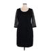 Dana Buchman Casual Dress - Sheath Scoop Neck 3/4 sleeves: Black Solid Dresses - New - Women's Size X-Large