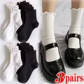 Chaussettes à volants pour femmes blanc noir froufrous style Lolita jeune fille japonaise