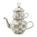 MacKenzie-Childs Courtly Check High Tea Stainless Steel/Aluminum in Gray/White | 9.75 H x 9 W in | Wayfair 89213-540