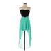 Speechless Casual Dress - A-Line Strapless Sleeveless: Teal Color Block Dresses - Women's Size Small