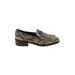 Charles & Keith Flats: Loafers Chunky Heel Casual Gold Snake Print Shoes - Women's Size 41 - Almond Toe