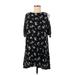 Xhilaration Casual Dress - Shift High Neck Short sleeves: Black Floral Dresses - Women's Size Medium