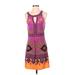 Hale Bob Casual Dress - Mini Keyhole Sleeveless: Purple Dresses - Women's Size X-Small