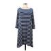 Max Studio Casual Dress - Shift: Blue Color Block Dresses - Women's Size Large