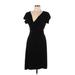 Studio M Casual Dress - Party V Neck Short sleeves: Black Solid Dresses - Women's Size Large