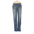 Joe's Jeans Jeans - Low Rise Straight Leg Denim: Blue Bottoms - Women's Size 24 - Distressed Wash