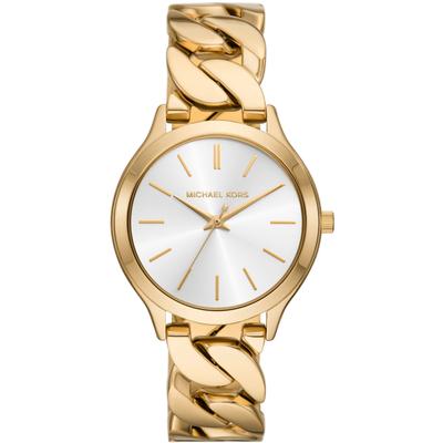 Quarzuhr MICHAEL KORS "SLIM RUNWAY CHAIN", gold (goldfarben), Armbanduhren, Damen, Armbanduhr, Damenuhr, Edelstahlarmband Image