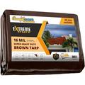 XiKe 16 MIL Heavy Duty Tarp Super Heavy Duty Tarp Cover 16 MIL Multi-Purpose Extra Heavy Duty Tarps Car Tarp Boat Tarp Camping Tarp General Purpose Waterproof Tarp Cover (16 X 20 Brown)