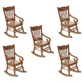 Miniatures Wood Rocking Chair 5 Pieces Dollhouse Wedding Accessories Furniture Wooden