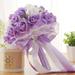 Artificial Flowers Roses Bridal Bridesmaid Silk Crystal Bouquet Wedding Home Decor Decorations For Room Bedroom Garland Plants Purple
