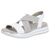 Riemchensandale REMONTE, Damen, Gr. 44, grau (weiß, hellgrau), Leder, sportlich, Schuhe, Sommerschuh, Sandalette, Keilabsatz, mit praktischem Gummizug