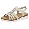 Sandale REMONTE, Damen, Gr. 38, beige (hellbeige), Lederimitat, casual, Schuhe, Sommerschuh, Sandalette, Keilabsatz, mit praktischen Gummizügen