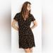 Madewell Dresses | Madewell Silk Black Button-Front Swing Dress In Feline Floral V Neck | Color: Black/Orange | Size: 2