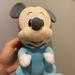 Disney Toys | Disney Babies Pastel Blue Plush Mickey Mouse Velour Gray 10" Stuffed Toy Sitting | Color: Blue/Gray | Size: Osbb