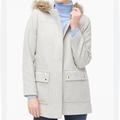 J. Crew Jackets & Coats | J Crew Grey Vail Parka Wool Coat Faux Fur Trim Hood Size 4 | Color: Gray | Size: 4