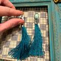 Anthropologie Jewelry | Anthropologie Turquoise Tassel Earrings | Color: Blue | Size: Os