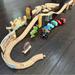 Disney Toys | Disney Cars Toys Wooden Play Set 7 Cars And Wooden Track And Setting Incomplete | Color: Red/Tan | Size: Osb