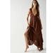 Free People Dresses | Free People Free-Est Showstopper Midi Dress Billowy Tiered Crossback L | Color: Brown | Size: L