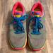 Nike Shoes | Nike Neon Running Shoes Flex Run Euc 6y Or Women 8 | Color: Blue/Pink | Size: 8