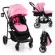 COSTWAY 2 in 1 Baby Pushchair, Foldable Travel System Pram with Reversible Seat, Adjustable Canopy, Storage Basket, Cup Holder, Lightweight Infant Stroller for 0-36 Months (Pink)