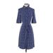 Laundry by Shelli Segal Casual Dress - Shirtdress Collared 3/4 sleeves: Blue Dresses - Women's Size 4