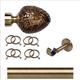 ABC Decor Curtain Pole, 400cm Antique Brass Pole set, with Rings Trade packed,IDC Designer Bracket,Antique Brass Mosaic Finial, 28mm pole complete wi