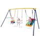 COSTWAY Swing Set, Heavy Duty Extra Large Metal Swing Frame with Platform Swing, Belt Swing, Baby Swing, Indoor Outdoor Playground Playset for Kids Toddlers