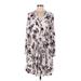 Torrid Casual Dress - Mini V Neck Long sleeves: White Print Dresses - Women's Size Medium Plus