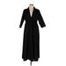 Wayward Fancies Casual Dress - Midi V-Neck 3/4 sleeves: Black Solid Dresses - Women's Size 0