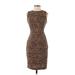 Calvin Klein Casual Dress - Sheath: Brown Leopard Print Dresses - Women's Size 2