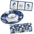 Certified International Sea Life Melamine 3pc Hostess Set Melamine in Blue | 6 H x 21 W x 16 D in | Wayfair 47445