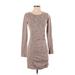 Express Casual Dress - Sweater Dress: Gray Marled Dresses - Women's Size Small