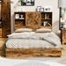 Millwood Pines Adanac Queen Size Wooden Platform Bed Frame w/ Sliding Barn Door Bookcase Headboard Wood & Metal/Metal in Brown | Wayfair