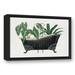 Bay Isle Home™ Plants in the Tub - Floater Frame Print on Canvas in Green | 13.75 H x 19.75 W x 1.75 D in | Wayfair