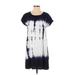 Mono b Casual Dress - Shift Scoop Neck Short sleeves: Blue Color Block Dresses - Women's Size Small