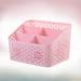 plastic storage box Cosmetic Storage Box Large Capacity Imitation Rattan Baskets Drawer Plastic Hollow Desktop Sundries Storage Basket(Pink)