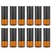 12 Pcs 1ml Refillable Perfume Roll On Bottle Amber Empty Bottle with Stainless Steel Roller Ball for Essential Oil Aromatherapy (Black Cover)