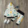 NIUREDLTD Kids Toddler Boys Casual Long Sleeves Cute Cartoon Prints Hooked Sweatshirts Pants 2pcs Set Outfit