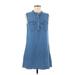 Alya Casual Dress - A-Line Mock Sleeveless: Blue Print Dresses - Women's Size Medium