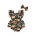 TheFound 2Pcs Newborn Baby Girls Halloween Outfits Ruffle Sleeve Pumpkin Print Romper with Headband Infant Clothes