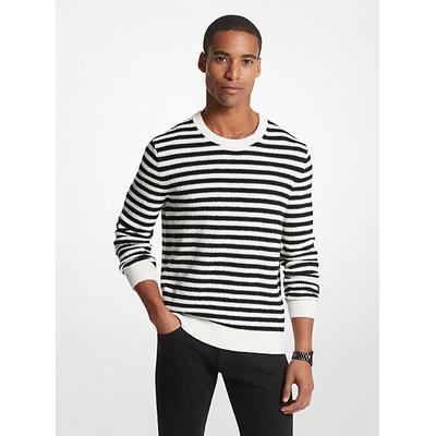 Michael Kors Striped Cotton Blend Sweater Black XL